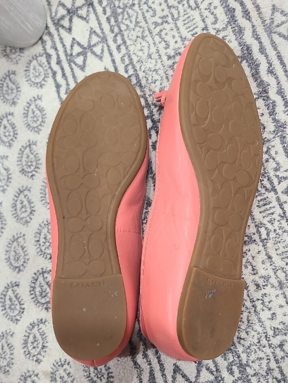 Coach Coral Pink Leather Ballet Flats with Tassel Bow - Picture 7 of 8